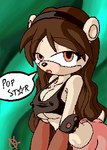 anthro big_breasts black_nose breasts brown_hair dialogue digital_media_(artwork) english_text eulipotyphlan female hair hedgehog kenfoxx long_hair looking_at_viewer low_res mammal mina nipples oekaki open_mouth seductive solo speech_bubble talking_to_viewer text