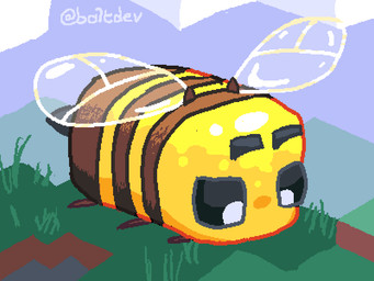 ambiguous_gender cloud feral flying grass highlights_(coloring) outside plant shadow solo wings baltdev_(artist) svehaq_(artist) microsoft minecraft mojang xbox_game_studios arthropod bee bee_(minecraft) hymenopteran insect 4:3 colored digital_media_(artwork) hi_res pixel_(artwork) upscale