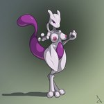 anthro areola biped blue_eyes breasts digitigrade female front_view grey_body looking_at_viewer medium_breasts nipples nude purple_areola purple_nipples simple_background solo standing thick_thighs raevild nintendo pokemon generation_1_pokemon legendary_pokemon mewtwo pokemon_(species) 1:1 2024 hi_res