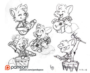 anthro cheek_tuft closed_smile clothed clothing drumming eyes_closed facial_tuft fangs happy head_tuft logo looking_up lute male male_anthro mouth_closed musical_instrument open_mouth open_smile patreon_logo playing_music plucked_string_instrument simple_background smile solo string_instrument teeth text tuft ukulele young young_anthro young_male pandapaco patreon canid canine mammal 2016 artist_logo dated signature sketch_page spot_color url