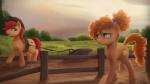 cutie_mark duo farmer farming female feral male plough plow starblaze25 friendship_is_magic hasbro my_little_pony bright_mac_(mlp) pear_butter_(mlp) equid equine horse mammal pony 16:9 2017 4k absurd_res hi_res widescreen