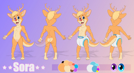 anthro antlers diaper genitals horn male solo vulva mrripper338 sora hybrid jackalope lagomorph mammal mustelid otter absurd_res hi_res