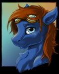 ambiguous_form blue_body blue_eyes brown_hair eyewear eyewear_on_head goggles goggles_on_head hair male mane solo wings millennium_millie_gryphon hasbro my_little_pony mythology fan_character seaward_skies equid equine mammal mythological_creature mythological_equine pegasus alpha_channel