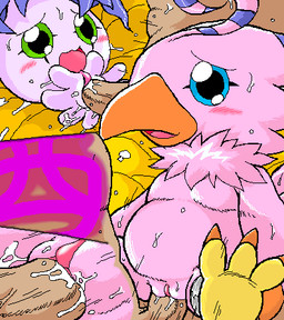 baby_digimon blush bodily_fluids cum cum_in_vagina cum_inside digiphilia erection female genital_fluids genitals green_eyes group interspecies male neonate penetration penis sex sweat vaginal vaginal_penetration vulva young unknown_artist bandai_namco digimon avian biyomon digimon_(species) human mammal yokomon aliasing digital_media_(artwork) low_res