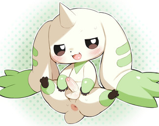 1_horn 3_toes 5_fingers anthro anus balls biped black_nose blush blush_lines bodily_fluids brown_eyes dipstick_ears ear_markings erection fangs feet fingers foreskin genitals glans glistening glistening_balls glistening_body glistening_eyes glistening_genitalia glistening_glans glistening_penis gloves_(marking) green_body green_ear_tips green_markings horn humanoid_genitalia humanoid_penis leg_markings long_ears looking_at_viewer male male_anthro markings multicolored_body multicolored_ears nude nude_anthro nude_male open_mouth outline partially_retracted_foreskin penis pink_anus pink_glans simple_background small_nose socks_(marking) solo spread_legs spreading sweat sweaty_face tail teeth toes tongue two_tone_body white_balls white_body white_horn white_outline white_penis white_tail young young_anthro young_male exige bandai_namco digimon digimon_(species) terriermon 2026 digital_media_(artwork) hi_res