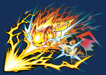 backpack clothing duo electricity hat headgear headwear male pattern_clothing pattern_shirt pattern_topwear shirt striped_clothing striped_shirt striped_topwear stripes topwear nintendo pokemon generation_1_pokemon human mammal pikachu pokemon_(species) absurd_res alpha_channel hi_res official_art