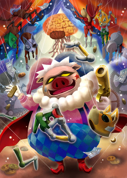 anthro armor brain clothing coin creepy doll eye_patch eyewear gloves group gun handwear hat headgear headwear helmet jacket jester long_ears makeup male marionette money open_mouth organs puppet ranged_weapon scarf smile string sunglasses theater topwear weapon yellow_eyes h_futako nintendo star_fox andrew_oikonny andross fox_mccloud general_pepper james_mccloud leon_powalski peppy_hare pigma_dengar wolf_o'donnell canid canine canis chameleon domestic_dog domestic_pig fox haplorhine lagomorph leporid lizard macaque mammal monkey old_world_monkey primate rabbit reptile scalie suid suine sus_(pig) wolf 2016 hi_res
