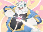 anthro belly big_belly black_nose clothing fur heart_symbol kemono male overweight overweight_male shirt solo topwear white_body white_fur freakinglargeoof lifewonders live_a_hero yohack canid canine canis domestic_dog mammal 2023 4:3 absurd_res hi_res