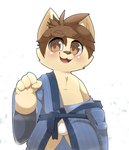 abstract_background anthro asian_clothing blush brown_eyes brown_hair bulge clothed clothing east_asian_clothing fundoshi fur hair japanese_clothing kimono male male_anthro pantsless partially_clothed short short_anthro short_male smile solo tan_body tan_fur underwear young smite_(artist) league_of_legends riot_games tencent kennen_(lol) yordle hi_res portrait three-quarter_portrait adult_(lore)