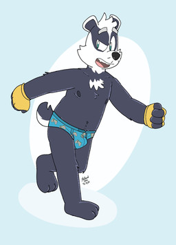 3_toes 4_fingers anthro black_body black_fur blue_briefs blue_clothing blue_eyes blue_underwear briefs bulge chest_tuft clothing fangs feet fingerless_gloves fingers fur gloves handwear male nipples open_mouth print_briefs print_clothing print_underwear solo tail teeth toes tongue tuft underwear whiskers white_body white_fur yellow_clothing yellow_fingerless_gloves yellow_gloves yellow_handwear manchotchaud bradley_the_badger_(game) bradley_(bradley_the_badger) badger mammal mustelid musteline 2025 dated hi_res signature