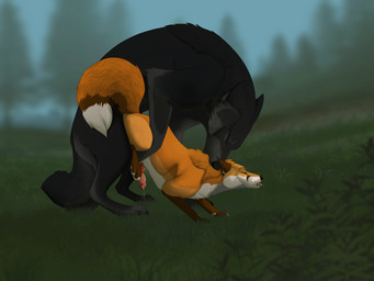 anal anal_penetration animal_genitalia animal_penis ass_up black_body black_fur blurred_background bodily_fluids brown_body brown_fur canine_genitalia canine_penis dripping duo erection eyes_closed feral feral_on_feral feral_penetrated feral_penetrating feral_penetrating_feral from_behind_position fur genital_fluids genitals grass grey_body grey_fur male male/male male_penetrated male_penetrating male_penetrating_male orange_body orange_fur outside penetration penis plant precum precum_drip red_penis sex side_view unsigned wheelbarrow_position white_body white_fur unbreakable-warrior canid canine canis fox mammal wolf 4:3 absurd_res hi_res