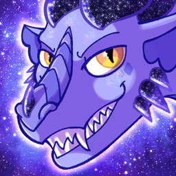 ambiguous_gender curved_horn determined facial_spikes feral horn nebula orange_eyes purple_body smile smiling_at_viewer solo space sparkles spikes spikes_(anatomy) floofybeanie european_mythology mythology atlas_(astral_wings) dragon mythological_creature mythological_scalie scalie western_dragon hi_res icon