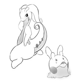 ambiguous_gender antennae_(anatomy) biped bodily_fluids butt crying duo eyelashes feral looking_back looking_up open_mouth raised_tail simple_background spread_legs spreading tail tears white_background meraence mythology nintendo pokemon dragon generation_6_pokemon goodra goomy mythological_creature mythological_scalie pokemon_(species) scalie 2014 digital_drawing_(artwork) digital_media_(artwork) hi_res monochrome sketch