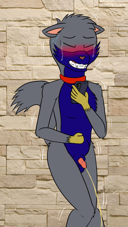 animal_genitalia anthro balls bladder_bulge blue_body blue_fur blushing_profusely bodily_fluids cellphone clenched_teeth collar collar_only crying electronics embarrassed eyes_closed fur genital_fluids genitals grey_body grey_fur male motion_lines motion_outline nude omorashi peeing penis phone photo_background shaking sheath smartphone solo sweat tail tears teeth urine urine_stream watersports yellow_body yellow_fur scoutthecat02 scout_the_cat_(character) domestic_cat felid feline felis mammal 9:16 hi_res photography_(artwork)