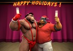 2023 3d_(artwork) alcohol anthro arm_over_shoulder bear beard beverage biceps black_body black_fur black_hair bottomwear braford brown_bear brown_body brown_eyes brown_fur button_ears canid canine canis champagne champagne_glass christmas christmas_clothing christmas_headwear claws clothed clothing container cup curtains dated digital_media_(artwork) domestic_dog drinking_glass duo english_text facial_hair finger_claws floppy_ears fur glass glass_container glass_cup gloves gloves_(marking) goatee hair handwear happy_holidays hat headgear headwear hi_res holding_beverage holding_champagne_glass holding_drinking_glass holding_object holidays house_of_beef hug julian_(braford) looking_at_viewer male male/male mammal mankini markings mastiff molosser multicolored_body multicolored_fur muscular muscular_anthro muscular_male new_year_2024 nipples on_stage open_mouth pantsless pecs ponytail red_clothing red_gloves red_handwear red_shirt red_topwear red_underwear rottweiler santa_hat sarge_(braford) shirt shirtless short_ponytail shorts signature slightly_chubby slightly_chubby_anthro slightly_chubby_male stage suspenders text topwear two_tone_body two_tone_fur underwear ursine white_bottomwear white_clothing white_shorts