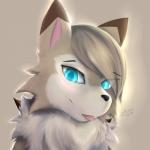 female fur glowing glowing_eyes hair looking_at_viewer solo tongue tongue_out lekisceon nintendo pokemon rie_(lekisceon) canid generation_7_pokemon lycanroc mammal midday_lycanroc pokemon_(species) 1:1 hi_res