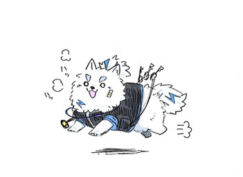 chibi clothing feral feralized fur humor key keyring male running shirt simple_background solo t-shirt topknot topwear vest white_background white_body white_fur donguri306 lifewonders live_a_hero yohack canid canine canis domestic_dog mammal nordic_sled_dog samoyed spitz hi_res