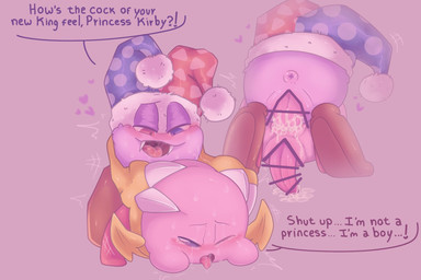 anal anal_orgasm anal_penetration animal_genitalia anus biped blue_eyes blush blush_stickers bodily_fluids bow_tie censor_bar censored_genitalia censored_penis clothing cum cum_drip cum_from_ass cum_in_ass cum_inside cum_on_ground cum_while_penetrated dialogue dirty_talk doggystyle dripping drooling duo ejaculation ellipsis erection exclamation_point fangs feet fool's_hat forced from_behind_position fur gender_play genital_fluids genital_slit genitals hands-free hat headgear headwear heterochromia ineffective_censorship leaking_cum looking_at_another looking_at_partner looking_pleasured male male/male male_penetrated male_penetrating male_penetrating_male male_raping_male misgendering narrowed_eyes one_eye_closed orgasm penetration penile penile_penetration penis penis_in_ass pink_anus pink_body pink_penis puffy_anus purple_anus purple_background purple_body purple_fur question_mark rape red_body red_eyes saliva sex simple_background speech_bubble sweat sweatdrop talking_to_another talking_to_partner talons tapering_penis tears tears_of_pleasure teeth text toes tongue tongue_out wings ariarik_o0 kirby_(series) kirby_super_star nintendo kirby marx_(kirby) waddling_head 2023 3:2 censored digital_drawing_(artwork) digital_media_(artwork) english_description english_text hi_res
