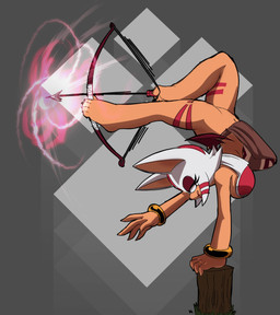 5_fingers 5_toes abstract_background aiming aiming_bow aiming_weapon anthro arrow_(weapon) back_wings barefoot bent_leg big_breasts bottomwear bow_(weapon) bracelet breasts casual_exposure claws clothed clothed_anthro clothed_female clothing crotch_apron extended_leg eyelashes feet female female_anthro fingers flexible hair handstand holding_arrow holding_bow_(weapon) holding_object holding_ranged_weapon holding_weapon humanoid_feet humanoid_hands ineffective_clothing ineffective_loincloth jewelry leg_markings loincloth markings membrane_(anatomy) membranous_wings narrowed_eyes no_underwear partially_clothed partially_clothed_anthro partially_clothed_female pelvic_curtain plantigrade pose ranged_weapon side_view simple_background small_wings solo straight_arms straight_leg thigh_markings toe_claws toes topwear tree_stump tribal tribal_clothing tribal_markings upside_down wardrobe_malfunction weapon white_hair wings dakkii sega sonic_the_hedgehog_(series) rouge_the_bat bat mammal 2026 english_description full-length_portrait hi_res pinup portrait shaded