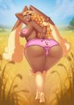 anthro anthrofied back-print_panties big_breasts big_butt biped blonde_hair blush breasts butt clothed clothing erect_nipples female green_eyes hair hands_behind_head looking_at_viewer looking_back nipples open_mouth panties panties_only pink_clothing pink_nose pink_panties pink_underwear pokemon_panties pokemorph presenting presenting_hindquarters print_clothing print_panties print_underwear solo topless underwear underwear_only wide_hips mewpan nintendo pokemon fan_character laramee_(aj_the_flygon) clefairy generation_1_pokemon generation_4_pokemon lagomorph lopunny mammal pokemon_(species)