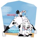 101_dalmatian_street 101_dalmatians 1:1 2024 anthro beach bent_over blush breasts butt_slap canid canine canis cleavage clothed clothing dalmatian darkknightart dialogue digital_media_(artwork) disney dolly_(101_dalmatians) domestic_dog duo dylan_(101_dalmatians) female head_down_ass_up looking_at_another male male/female mammal nude size_difference slap smaller_male spanish_text spanking spread_legs spreading text