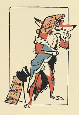 anthro balls bangs black_nose black_tipped_ears blonde_hair blue_clothing blue_dress bottomwear clothed clothing clothing_lift countershading crossdressing crossdressing_male dress dress_lift dress_only evil_grin fangs floral_pattern flower fox_tail fur genitals hair hat headgear headwear looking_at_viewer male no_underwear orange_body orange_fur oversized_clothing plant pointy_ears prick_ears prostitution red_hair revealing_balls revealing_penis scheming sharp_teeth shush sign simple_background skirt skirt_lift slim smile smiling_at_viewer solo standing tail teeth textured top_hat wig yellow_eyes vickydanne reynard_the_fox canid canine fox mammal red_fox true_fox restricted_palette