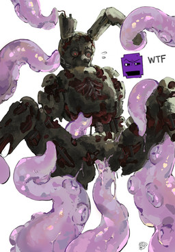 anthro anthro_penetrated biped bodily_fluids flying_sweatdrops fur green_body green_fur machine male male_penetrated penetration pink_tentacles red_body simple_background solo sweat sweatdrop tentacle_penetration tentacles white_background eva0951120 five_nights_at_freddy's five_nights_at_freddy's_3 scottgames purple_guy_(fnaf) springtrap_(fnaf) animatronic lagomorph leporid mammal rabbit robot 2025 digital_media_(artwork) hi_res