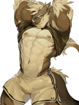 abs anthro arm_tuft biceps big_muscles biped black_clothing black_horn black_shirt black_tail black_topwear blue_eyebrows blue_horn bottomwear brown_body brown_skin bulge clothed clothing clothing_lift countershade_torso countershading elbow_tuft eyebrows facial_horn fangs flexing fur grey_body grey_skin grin hair horn looking_at_viewer male multicolored_horn muscular muscular_anthro muscular_male navel nipples nose_horn obliques orange_horn pecs shirt shirt_lift shorts simple_background smile solo standing t-shirt tail tail_tuft teeth topwear triceps tuft white_background white_body white_fur white_hair white_skin yellow_eyes horikwawataru mythology dragon furred_dragon furred_scalie mythological_creature mythological_scalie reptile scalie 3:4 character_request