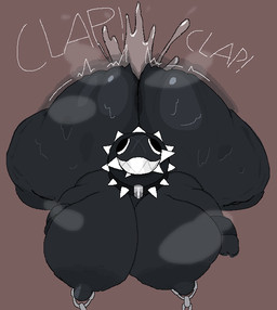 anal_squirt ass_clapping big_breasts big_butt breasts butt chain collar female huge_breasts huge_butt nipple_piercing nipples piercing solo spiked_collar spikes batbox meshletgarden mario_bros nintendo chain_chomp hi_res