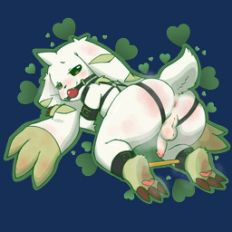 anthro anus ass_up ball_gag balls bdsm big_butt blush bondage bound butt claws feet fur gag genitals green_body green_fur heart_symbol horn leg_spreader long_ears looking_at_viewer male musk musky_butt pawpads penis perineum presenting presenting_anus presenting_hindquarters red_butt restraints smug solo spreader_bar tan_body tan_fur toe_claws knil_(artist) bandai_namco digimon digimon_(species) lagomorph mammal terriermon 1:1 alpha_channel hi_res