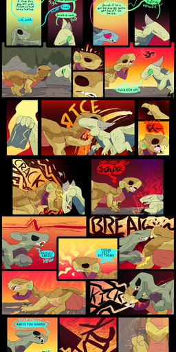 blood bodily_fluids broken_leg dialogue fantasy female feral headbutt kick male profanity text violence thepatchedragon dragonscape mythology logan_(thepatchedragon) maria_(thepatchedragon) sarah_(thepatchedragon) dinosaur dragon drekir mythological_creature mythological_scalie prehistoric_species reptile saurischian scalie theropod absurd_res comic english_text hi_res