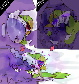 ambiguous_gender blush bodily_fluids corruption duo feral goo-connected_lips heart_eyes heart_symbol hypnosis licking mind_control purple_body saliva simple_background slime tongue tongue_out vore white_background winte nintendo pokemon generation_1_pokemon generation_5_pokemon goo_creature muk pokemon_(species) snivy 2016 comic hi_res