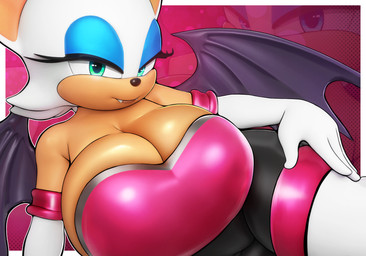 anthro armwear bare_shoulders bat_ears bat_wings bedroom_eyes big_breasts black_nose blue_eyeshadow border breasts cleavage clothed clothing countershade_face countershading elbow_gloves eyelashes eyeshadow fangs female gloves hair half-closed_eyes hand_on_leg hand_on_own_leg hand_on_own_thigh hand_on_thigh handwear huge_breasts looking_at_viewer lying makeup membrane_(anatomy) membranous_wings multicolored_body multicolored_face multicolored_skin narrowed_eyes on_side seductive short_hair smile smiling_at_viewer solo tan_body tan_countershading tan_skin teal_eyes teeth thick_thighs two_tone_body two_tone_face two_tone_skin white_armwear white_body white_border white_clothing white_elbow_gloves white_gloves white_hair white_handwear white_skin wings sala3dart sala3dart_(modeler) sega sonic_the_hedgehog_(series) rouge_the_bat bat mammal 2025 3d_(artwork) digital_media_(artwork) hi_res
