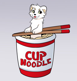 ambiguous_gender black_nose blep cat_smile chopsticks circle_eyebrows eyebrows feral food fur head_tuft looking_away neck_tuft noodles ramen ramen_noodles red_text simple_background smile solo text tongue tongue_out tuft whiskers white_body white_fur feve cup_noodles domestic_ferret mammal mustelid musteline stoat true_musteline weasel 2025 english_text hi_res icon