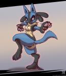 2018 absurd_res anthro anus biped black_body black_fur blue_body blue_fur breasts canid clothed clothing clothing_around_one_leg eyelashes female fur generation_4_pokemon genitals hi_res hyenatig_(artist) lucario mammal nintendo nipples nude panties panties_around_one_leg panties_down partially_clothed pokemon pokemon_(species) pokemorph pose pussy red_eyes simple_background smile solo spikes super_smash_bros. super_smash_bros._ultimate underwear underwear_around_one_leg underwear_down