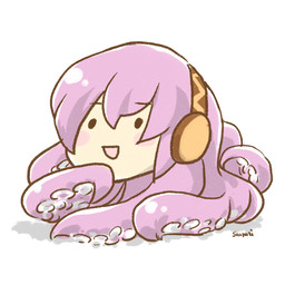 :d blush electronics female hair headphones open_mouth pink_hair simple_background smile solid_circle_eyes solo tentacles text what white_background sanpati vocaloid yamaha_corporation megurine_luka tako_luka aquatic cephalopod coleoid humanoid mollusk octopodiform octopus 1:1 2009 artist_name description_request japanese_description