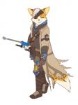 anthro clothing eye_patch eyewear gun handgun male pistol ranged_weapon rifle sniper_rifle solo torn_clothing weapon sharparadise blizzard_entertainment overwatch canid canine fox mammal 3:4 hi_res