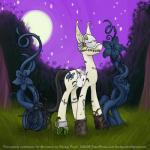 ambiguous_gender cutie_mark everfree_forest grass moon night outside plant sky solo star starry_sky text white_noise smudge_proof hasbro my_little_pony fan_character earth_pony equid equine horse mammal pony 1:1 digital_media_(artwork) english_text hi_res url