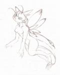 antennae_(anatomy) anthro big_eyes breasts claws featureless_breasts female hair insect_wings non-mammal_breasts nude solo tail tail_tuft tuft wings tigerlilylucky mythology dragon fairy hybrid mythological_creature mythological_scalie scalie 2008 monochrome sketch traditional_media_(artwork)