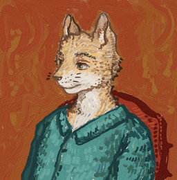anthro blue_clothing blue_shirt blue_topwear chair clothed clothed_anthro clothed_male clothing ears_up fur furniture green_eyes inside looking_forward male on_chair shirt sitting sitting_on_chair solo topwear whiskers yellow_body yellow_fur reynard_goodfellow domestic_cat felid feline felis mammal