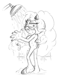 angry anthro blush breasts butt feet female hooved_plantigrade hooved_toes hooves horn plantigrade shower side_boob solo sponge toes drawfug_01 idw_publishing sega sonic_the_hedgehog_(comics) sonic_the_hedgehog_(idw) sonic_the_hedgehog_(series) lanolin_the_sheep_(sonic) bovid caprine mammal sheep hi_res monochrome