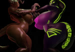 anthro areola big_areola big_breasts big_butt bouncing_breasts breast_size_difference breasts butt curvy_figure duo female female/female huge_breasts nipples nude simple_background thick_thighs wide_hips reptilligator fallout microsoft qhala cobra deathclaw reptile scalie snake 3d_(artwork) 3d_animation animated blender_(artwork) digital_media_(artwork) loop no_sound short_playtime webm