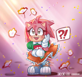 accessory anthro clothing dress exclamation_point eyelashes female flower footwear headband light light_beam plant question_mark shoelaces shoes solo speech_bubble wind conditional_dnp linndrim archie_comics classic_sonic_(universe) sega sonic_the_hedgehog_(archie) sonic_the_hedgehog_(comics) sonic_the_hedgehog_(series) sonic_x amy_rose classic_amy_rose eulipotyphlan european_hedgehog hedgehog mammal