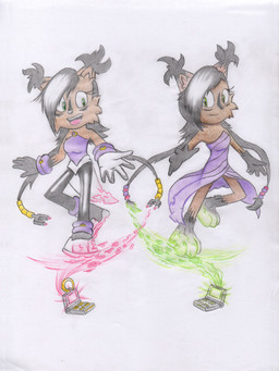 accessory anthro artificial_intelligence black_body black_fur black_hair brown_body brown_fur clone clothed clothing computer duo electronics female fur gloves green_eyes hair hair_accessory handwear paws simple_background square_crossover white_background rushdraik archie_comics sega sonic_the_hedgehog_(archie) sonic_the_hedgehog_(comics) sonic_the_hedgehog_(series) nicole_the_lynx digital_creature felid feline lynx mammal absurd_res hi_res
