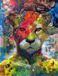 abstract_background anthro front_view looking_at_viewer male solo chris_goodwin cheetah felid feline mammal bust_portrait colorful_theme portrait