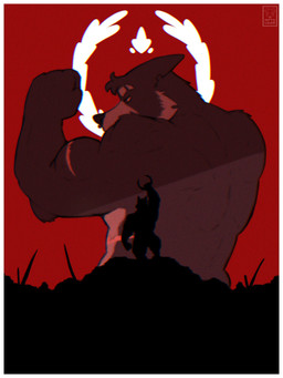 anthro biceps flexing flexing_bicep fur male muscular muscular_anthro muscular_male solo mementomorioow adastra adastra_(series) echo_project amicus_(adastra) canid canine canis mammal wolf 3:4 hi_res