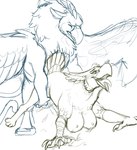 absurd_res ambiguous_penetration beak breasts busty_feral claws duo fawn_(terryburrs) feathers female feral hi_res male male/female paws penetration sex sketch terryburrs wings