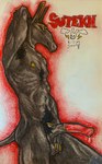 animal_genitalia animal_penis anthro armpit_hair armpit_tuft balls bodily_fluids body_hair different_colored_ears ear_piercing ear_ring egyptian equine_genitalia equine_penis erection eyeliner genital_fluids genitals gold_(metal) gold_jewelry jewelry makeup male muscular muscular_male nude nude_anthro nude_male penis piercing precum presenting pubes ribs ring_piercing solo tail touching_balls makoyino egyptian_mythology middle_eastern_mythology mythology set_(deity) deity set_(species) absurd_res colored hi_res traditional_media_(artwork)