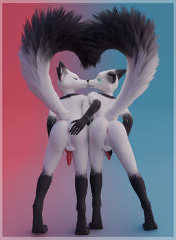 anthro anus ass_up balls blue_eyes blush butt butt_grab duo ear_tuff erection fluffy fluffy_tail fur genitals hand_on_butt holidays machine male male/male nude penis penis_grab ruf simple_background smile tail white_body white_fur rufsi valentine's_day ruf_(rufsi) android canid canine fox mammal robot 3d_(artwork) digital_media_(artwork) hi_res