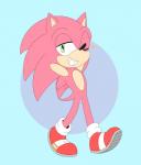 alternate_color anthro male one_eye_closed solo wink chocolatechippi sega sonic_the_hedgehog_(series) sonic_the_hedgehog eulipotyphlan hedgehog mammal hi_res